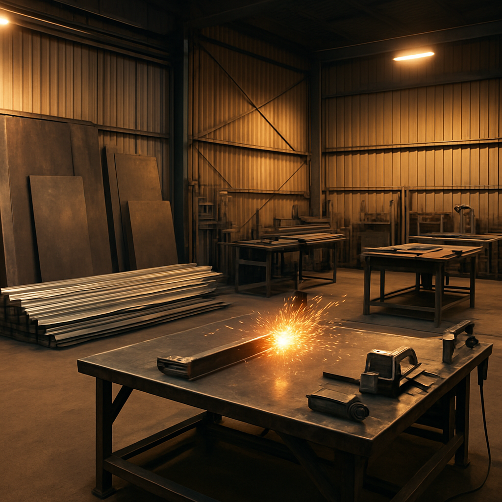 Homealloy Bodyworks fabrication workshop with steel and aluminium materials